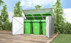 Premium 3 Bay Metal Wheelie Bin Storage—Durable, Secure & Weatherproof Outdoor Bin Cover