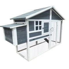 Poulailler en Bois Gris Eggs-R-Us – Pour 4 à 6 Poules avec Enclos et Pondoir