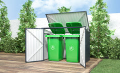 Metal Wheelie Bin Storage – 2 Bay - Gas Assisted Struts